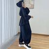 European and American Cross-border Amazon Independent Station  Spring and Autumn New Long-sleeved Hooded Lace-up Top Tied Feet Trousers Set
