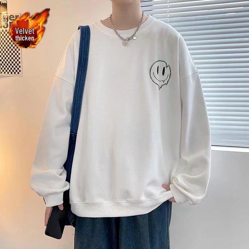 

2025 Unisex Solid Color Round Neck Sweatshirt - Loose Fit for Youth in Autumn and Winter XL