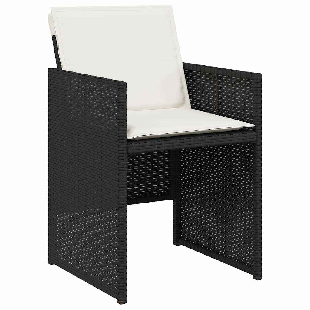 Outdoor Dining Set with Cushions 9 pcs Black Poly Rattan