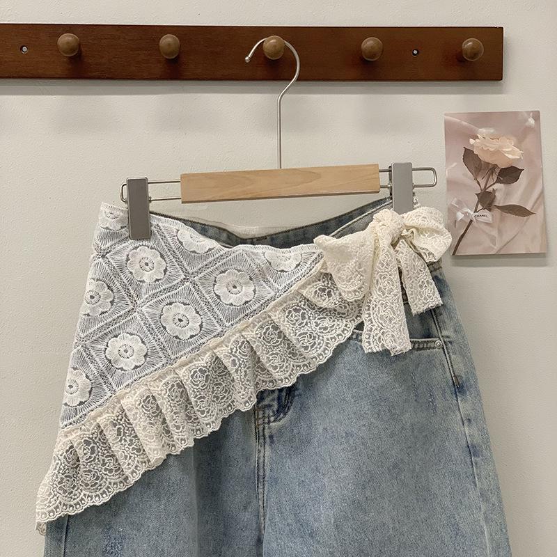 Korean Spring Lace Layered Triangle Midi Scarf-Skirt