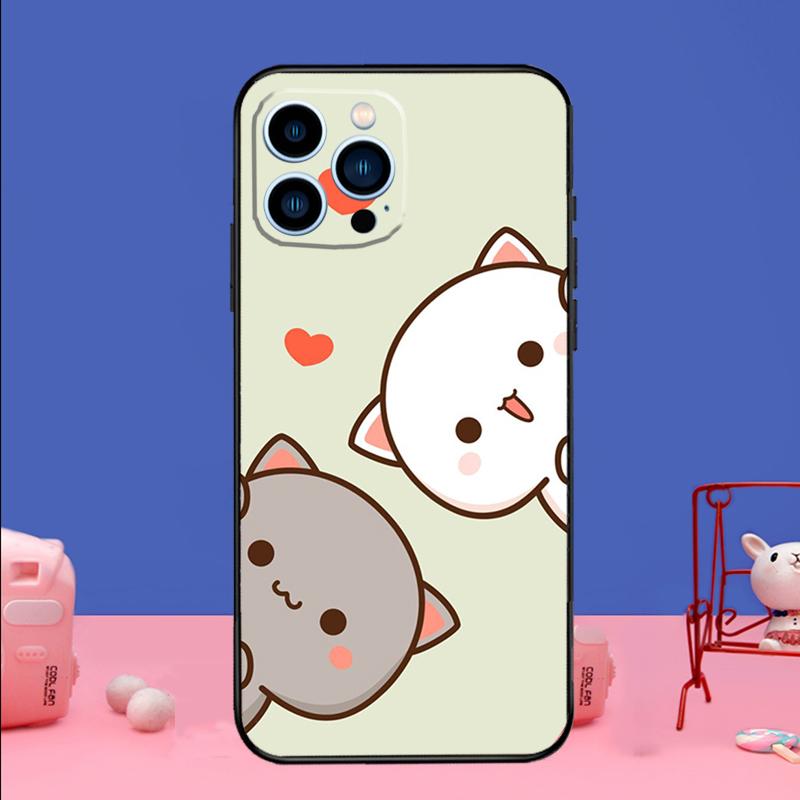 Peach And Goma Cat Phone Case For iPhone 16 15 14 11 12 13 Pro Max 12 13 mini XR 15 16 Plus 16e Bumper Cover