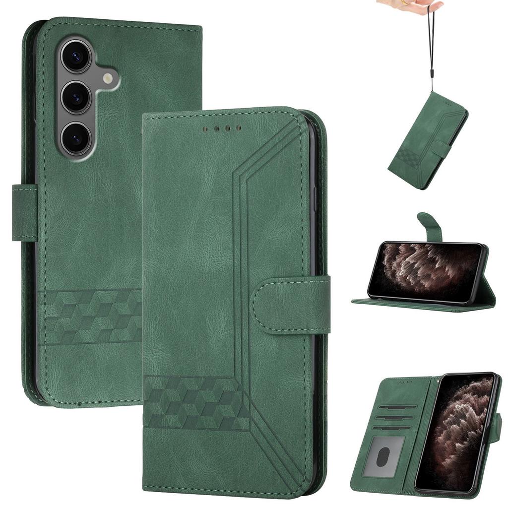 YX0010 Series for Samsung Galaxy S25+ Wallet Case Rhombus Lines Leather Phone Cover