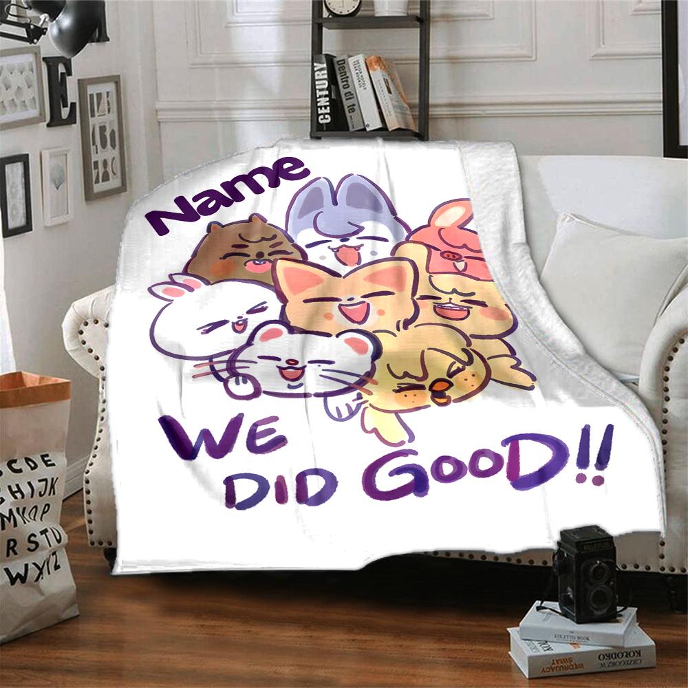 Custom Name Colorful Animal Friends Party Blanket For Couch Bed Plush Cozy Fuzzy Blanket Super Soft Warm Blankets For Fall And Winter 091642