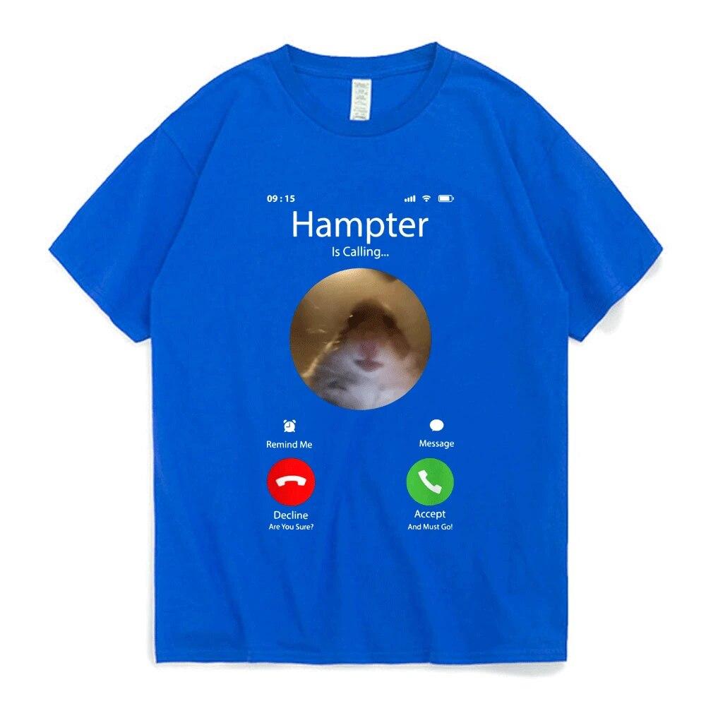 Dank Meme Hamster Staring Front Camera Hampter Calling T Shirt for Unisex Women Cute Oversized Graphics T-shirt 100% Cotton Tees