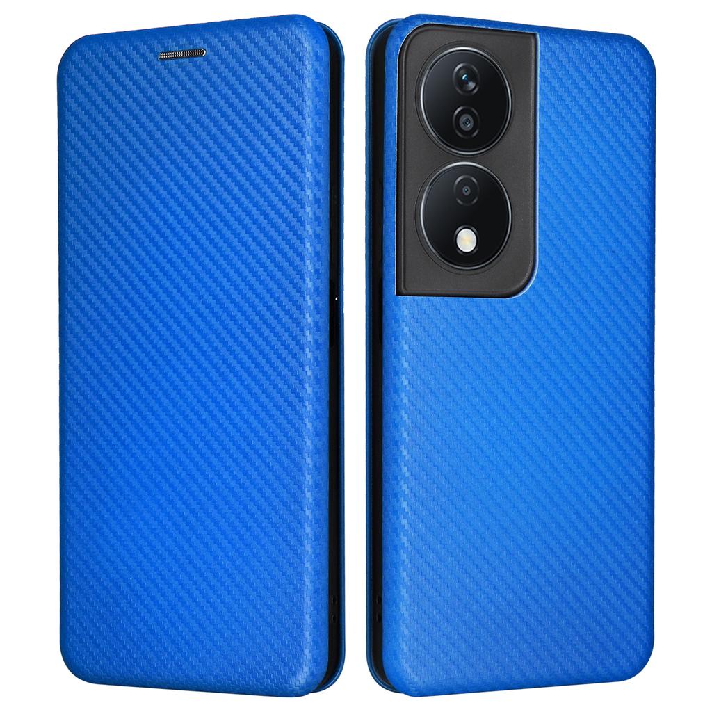 Carbon Fiber Texture Case for Honor X7b 4G/90 Smart Leather Phone Cover with Card Slot