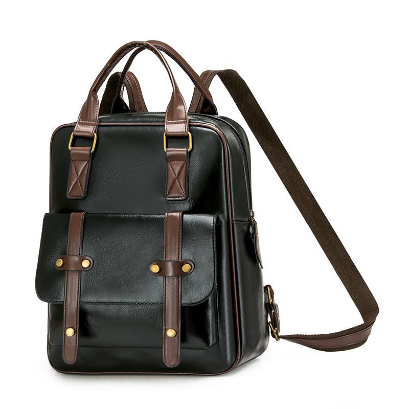 Vintage PU-Rucksack für Damen mit verstellbaren Trägern und Frontklappendesign Klassische Schultasche für Arbeit und täglichen Gebrauch