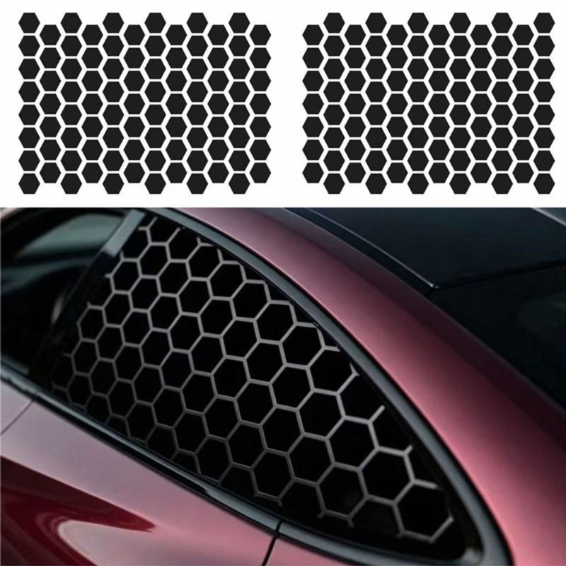 2PCS Hexagonal Car Window Stickers Honeycomb Texture Side Window Decals For Privacy And Unique Decoration