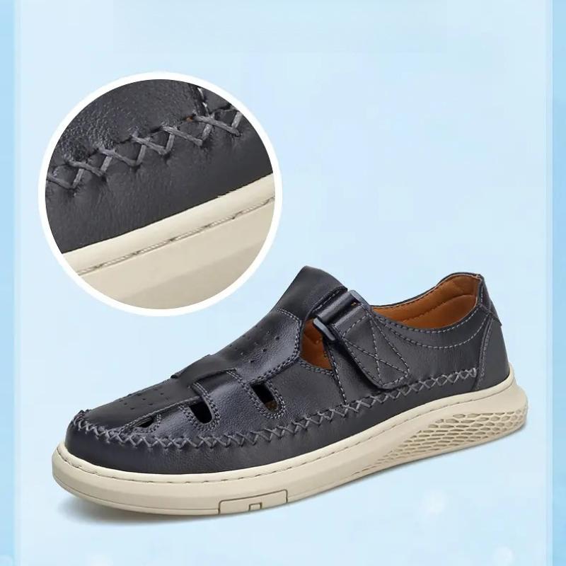 New Anti-collision Toe Men's Sandals Hot-selling Leather Beach Shoes Comfortable Roma Footwear Male Casual Summer Flats Sandaly