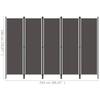 5 Piece Room Divider Anthracite Grey 250 X 180 Cm