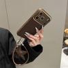 Niche Ins Dark Brown Moon Pit Pattern Star Hand Rope Apple 16promax Mobile Phone Case IPhone14/13 Anti-drop 15