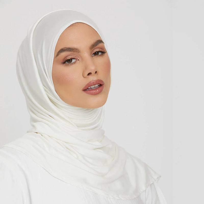 Hochwertiger Jersey-Hijab Schlichtes Muslimisches Kopftuch Einfarbige Mit Guter Naht Dehnbar Weich Turban Kopfwickel Schal
