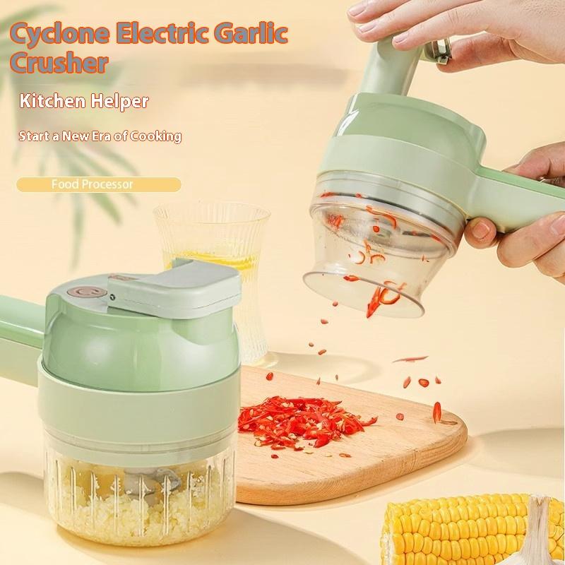 Multifunctional Vegetable Cutter, Chopping Chili Rings, Scallion, Cutting Ginger and Garlic Slices, Vegetable Cutter, Electric Garlic Puree Artifact