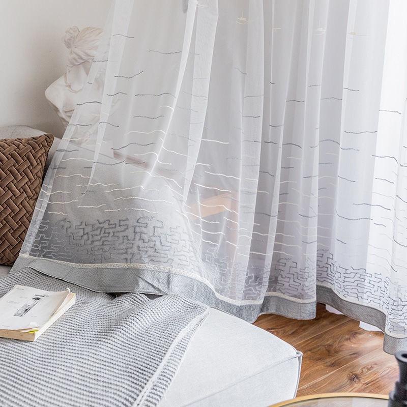 

Бархатная вышивка пейзажа, занавеска из пряжи, классические высокие горы и текущая вода, белая марлевая занавеска, полузатемняющая занавеска, гостиная