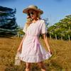 Summer Dresses for Women Wrap V Neck Swiss Dot Ruffle Mini Dress Chiffon Short Sleeve Dress