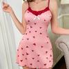 New sexy underwear suspender skirt European and American sexy flirting suspender love printed loungewear