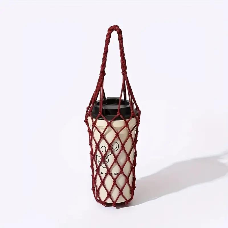 1pc Hand-Woven Net Bag Water Cup Drink Coffee Portable Bag Reusable Hand-Held Water Kettle Bag Bag Decorative Net Bag Storage