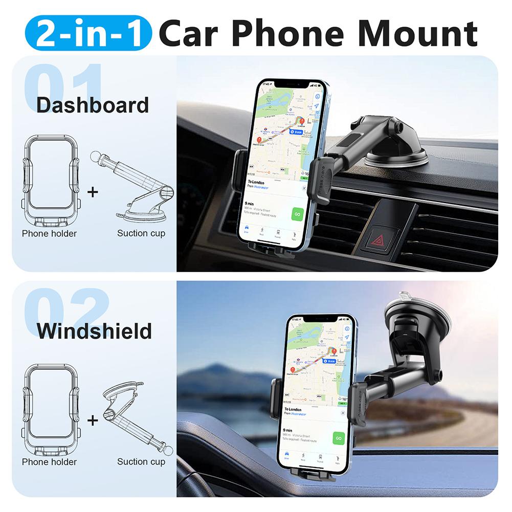 Car Phone Holder Mount Suction Cup Car Mount Phone Holder Multifunctional GPS-Mobile Cell Support for Most Type Cars