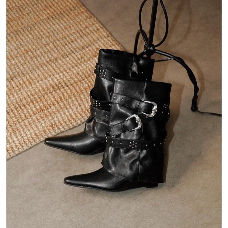 Jesień/Zima Nowe Damskie Buty na Wysokim Obcasie Długie Cholewki Gumowe Buty Szpiczasty Nosek Długie Cholewki Dla Kobiet