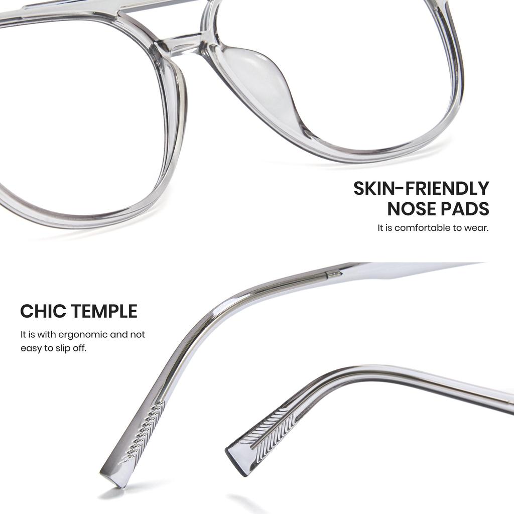 Fashion Blue Light Blocking UV Lightweight 8196 [Cyxus] Glasses, Glasses, Non-Prescription, Protection, Design, Stylish, Unisex, (Clear Gray)