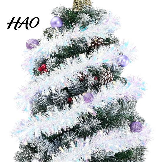 Rainbow Foil Tinsel Garland 78 Inch Christmas Garland, Iridescent Metallic Twist Shiny Reusable Party Backdrop Glitter Streamers for Tree Fireplace