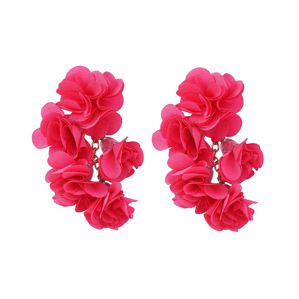 Kolorowe kolczyki z tkaniny w formie łańcuszka z kwiatami, w stylu boho, kolczyki w stylu etnicznym, świąteczne