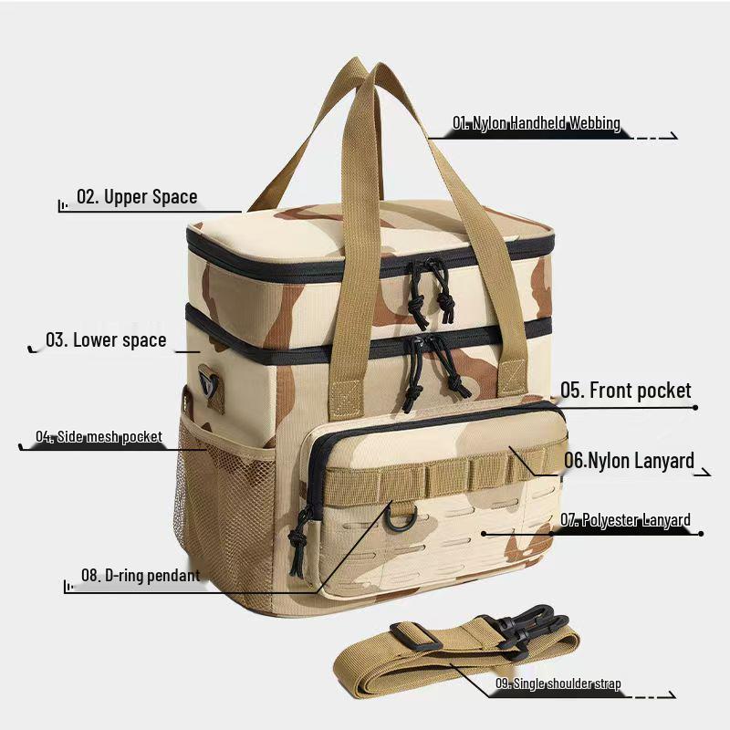 Leakproof Double-Layer Insulated Camping Picnic Bag with Large Capacity and Oxford Cloth