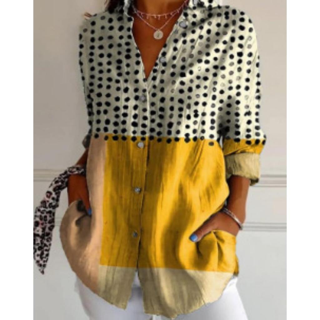Ladies, Casual, Long Sleeved, Button Up Shirt, Floral Print, Machine Washable, Casual, Loose Fit