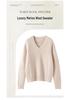 2025 Women's Wool V-neck Cable Knit Long Sleeve Sweater - Loose Fit Cashmere Autumn Winter Top