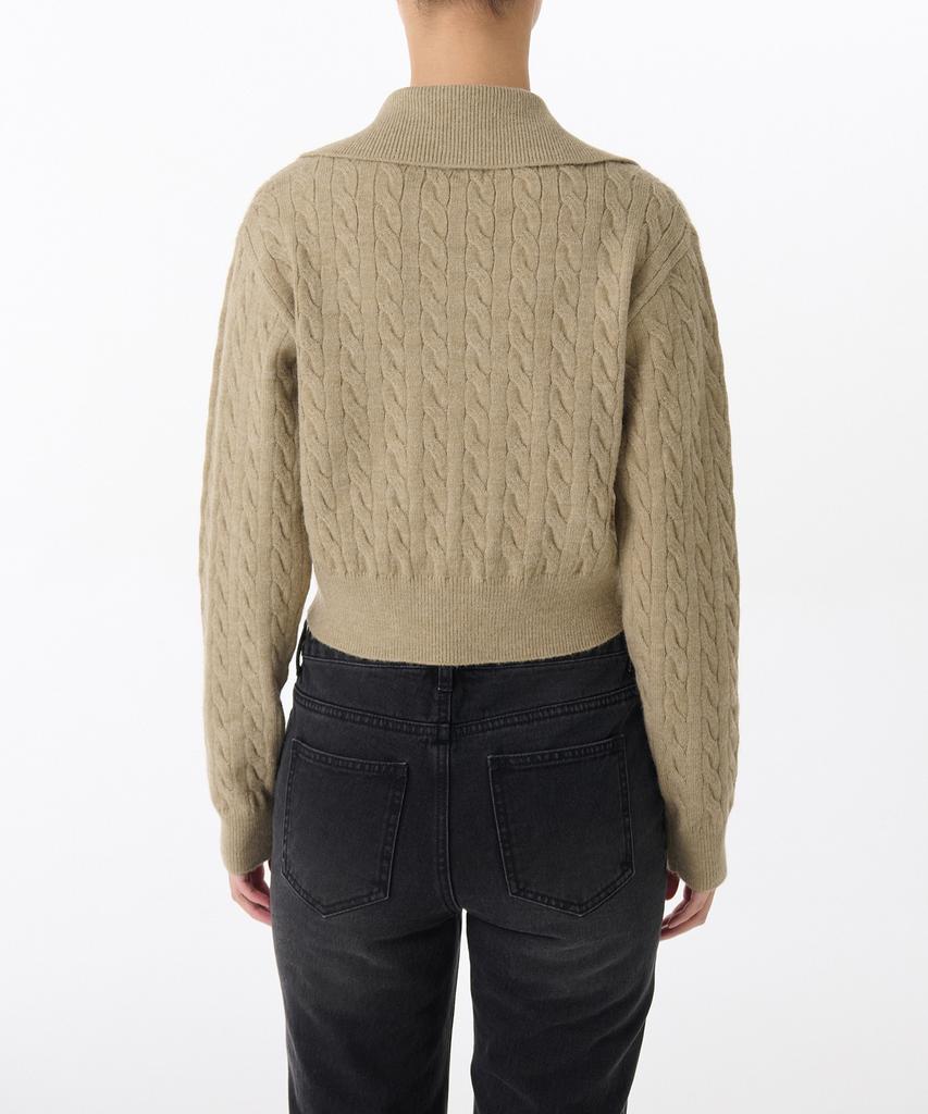 MUSINSA STANDARD WOMAN Women'S Cable Knit Zip-Up [Beige]
