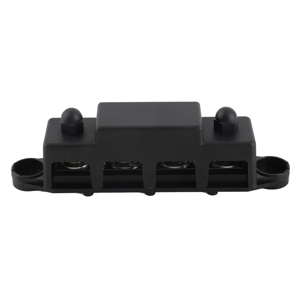 4 Post Power Distribution Block Bus Bar with Cover M8 Terminal Studs 250 Amp Rating for Marine Automotive RV Black