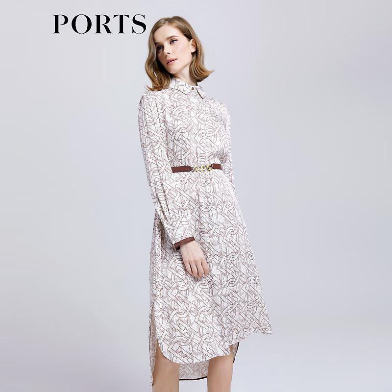 

PORTS Женское весенне-летнее платье-рубашка с поясом L