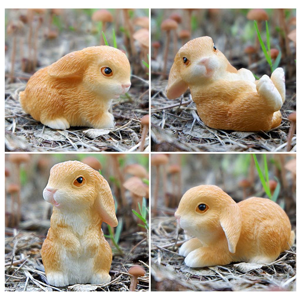 4 Stück Mini-Kaninchenstatuen, Kunstharz, Miniatur-Hasenfiguren, Osterdeko, Kaninchenskulpturen für Heimwerker, Basteln, Feengarten, Frühlingstischdekoration