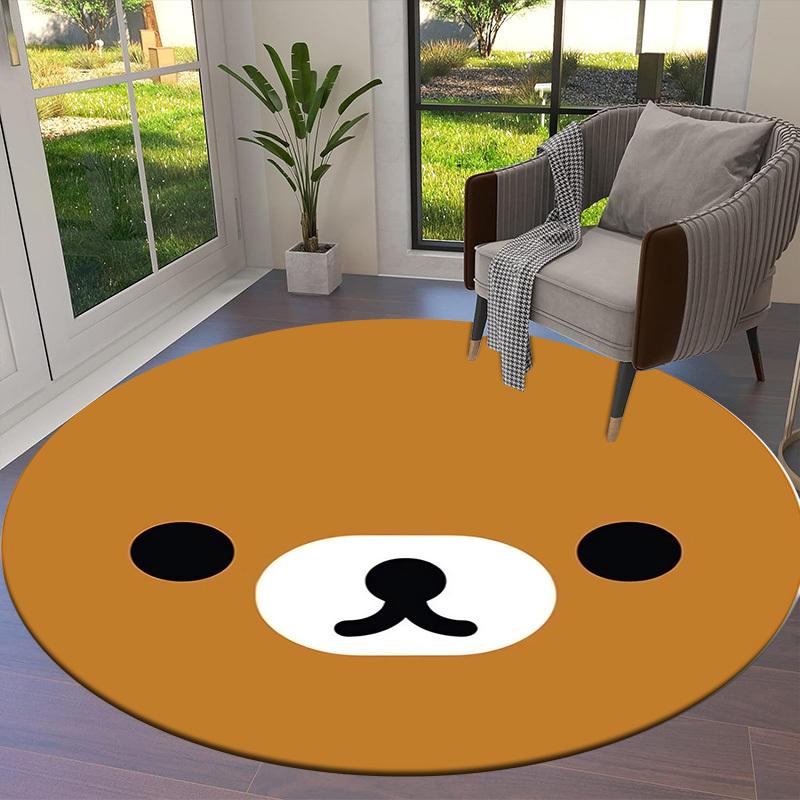 1pc Rilakkuma Round carpet, Made of Polyester,Perfect for Decorating Office Chairs, Living Rooms,Vibrant Decorative Rug
