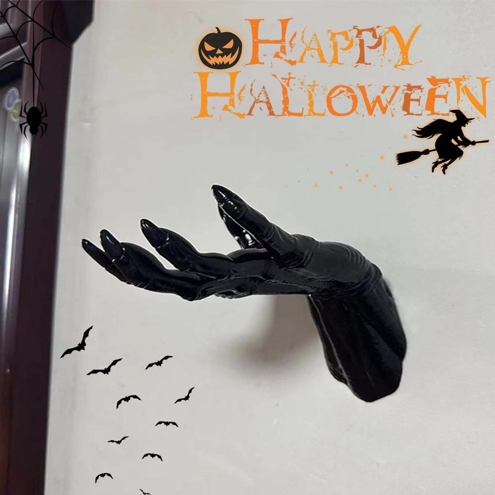 3Pcs with Candle Halloween Life-Sized Hands Decoration Black Ghost Hand Storage Hook  Table