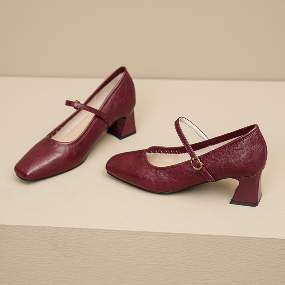 Women's High Heels French Retro Mary Jane Shoes Women's Spring Summer New Simple Small Leather Shoes Flat Bottomed Women's Shoes