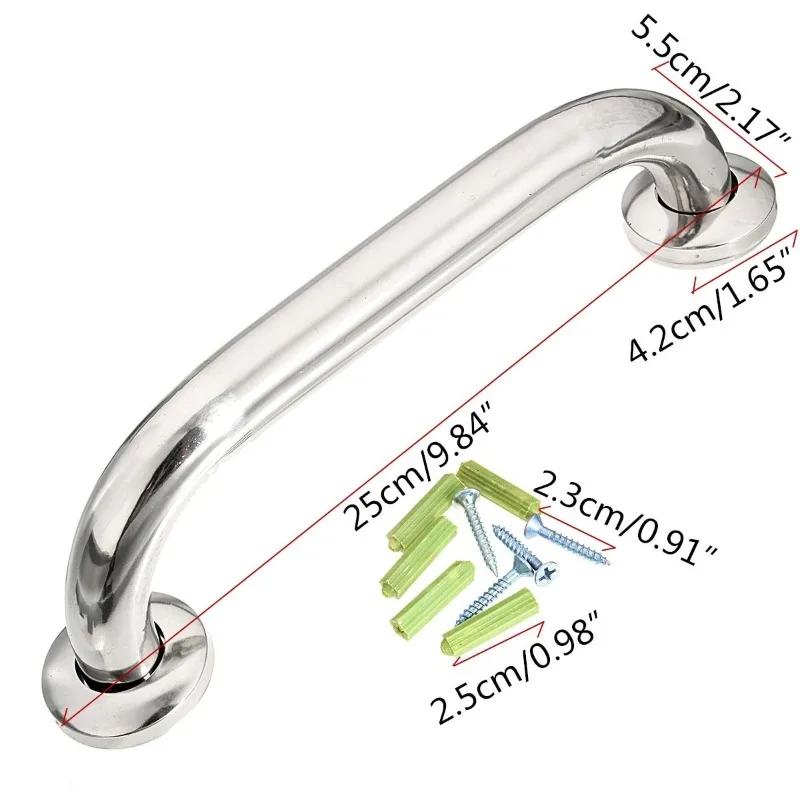 2set Bathroom Shower Tub Grab Bars Hand Grip Stainless Steel Safety Toilet Support Rail Disability Aid Grab Bar Handle