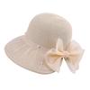 Back Bowknot Straw Sun Hats Women's Fashionable Mesh Pearls Wide Brim Sun Protection Beach Caps for Outdoor Travel Holiday