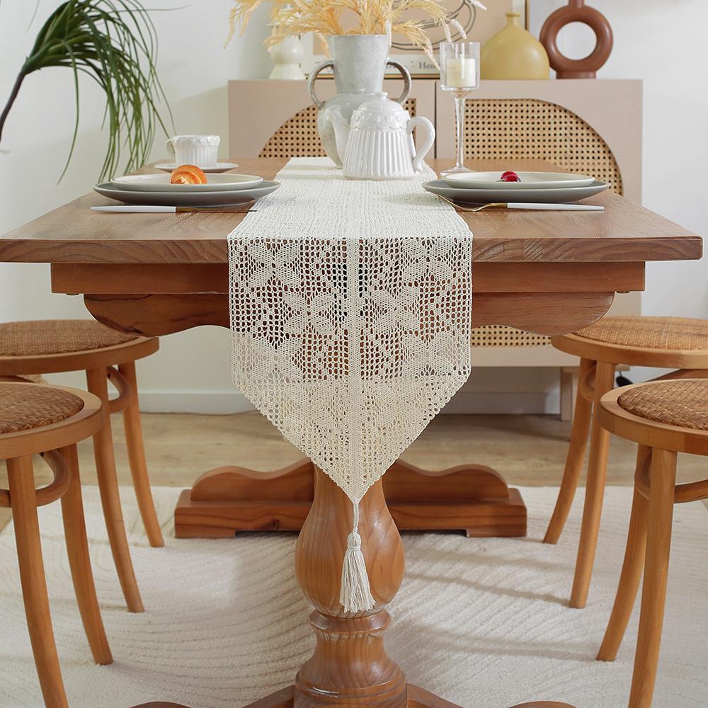 Country Table Flag Hollow Retro Cotton Thread Crochet Table Flag Lace Tablecloth Sen Series Tv Cabinet Coffee Table Cover