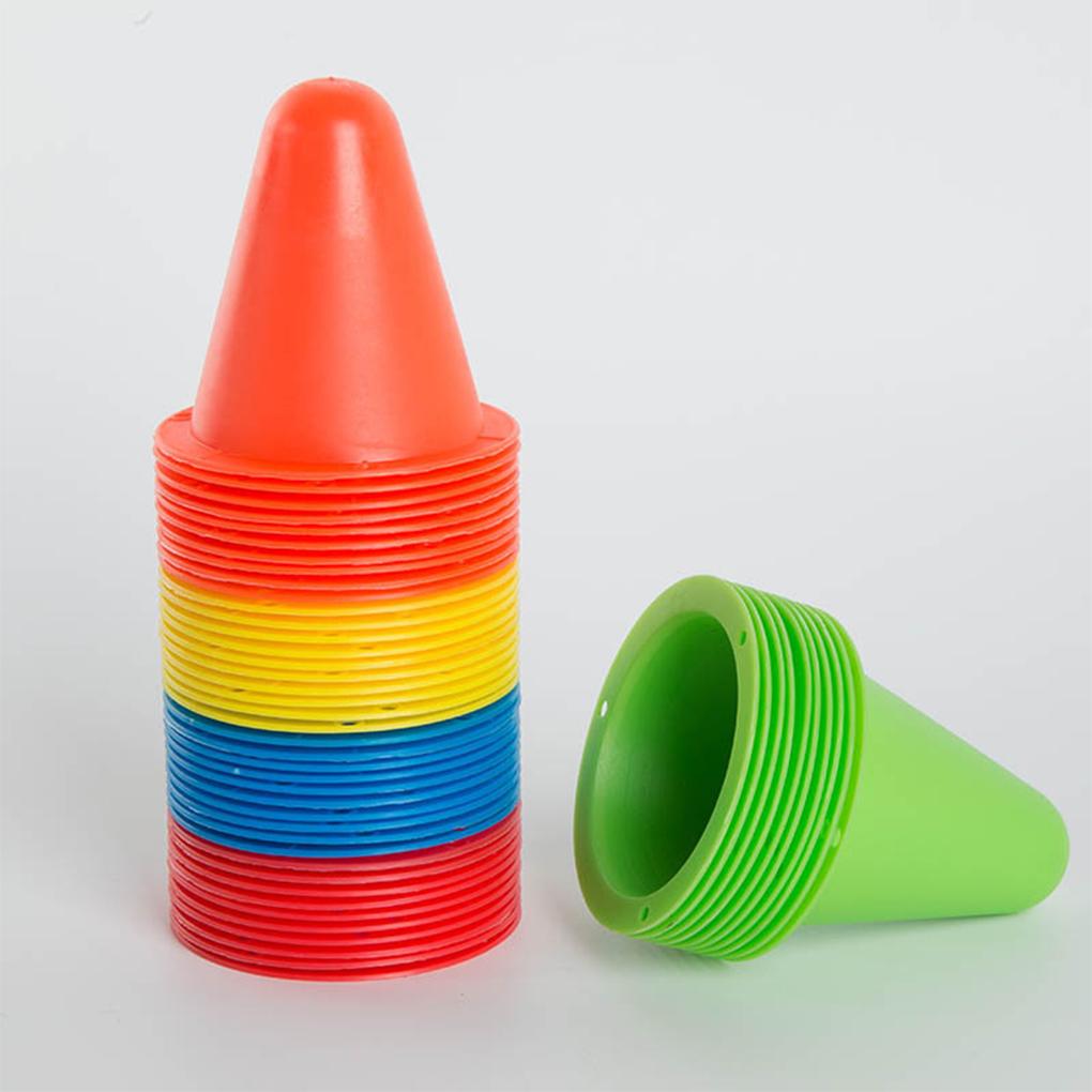 12 Pieces PE Cone Portable Replacing Solid Color 23cm Basketball Football Sport Training Cones Aid Accessories
