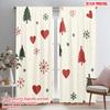 2pcs,2D Plane Printing Print Curtains Christmas Trees Hearts Snowflakes Holly (2) Durable 100% Polyester Fabric (without Rod)