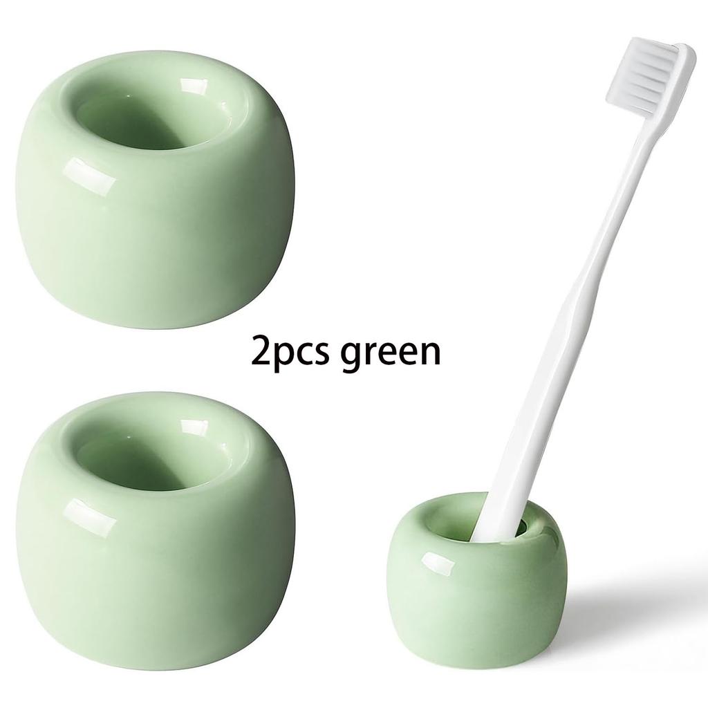 Mini Porte-Brosses à Dents en Céramique Pour Organisateurs de Plan de Travail de Salle de Bain | Supports de Brosse à Dents Compacts Hygiéniques Base