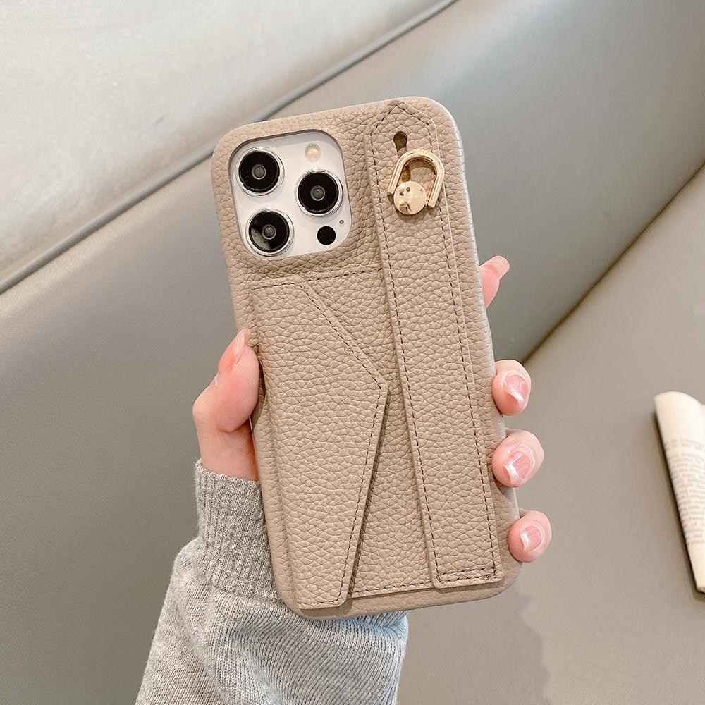 Für iPhone 14 Pro Max Hülle mit Kartenfach Handschlaufe Ständer PU-Leder+PET Handyhülle