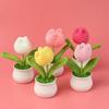 DIY Handmade Knitted Flowers Woolen Handcrafted Bonsai New Tulips Crochet Flower Potted  Home Decor