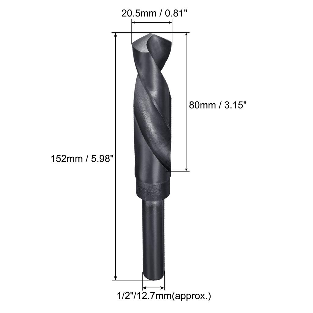 Uxcell 2pcs 14/15/17/18/20/21/22/23/26/27/28/30/35mm Twist Drill Bits Black Nitride Coated HSS-9341 with 1/2" Reduced Shank