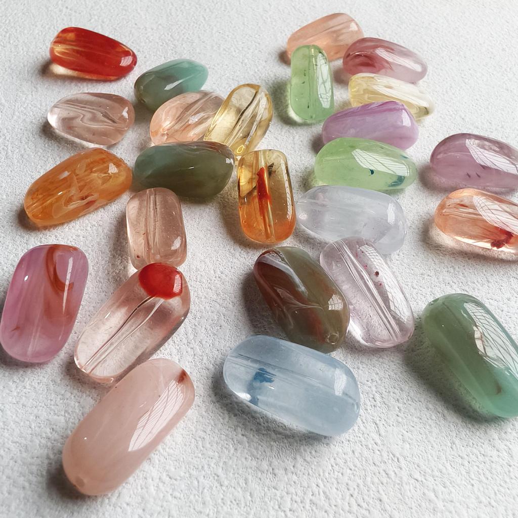 Irregular Long Acrylic Transparent Colored Stone Beads for DIY Jewelry Making