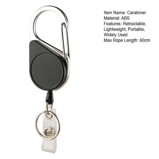 Retractable Keychain Heavy Duty Carabiner Key Chain Lightweight Impact Resistance Tactical ID Badge Reel Key Ring