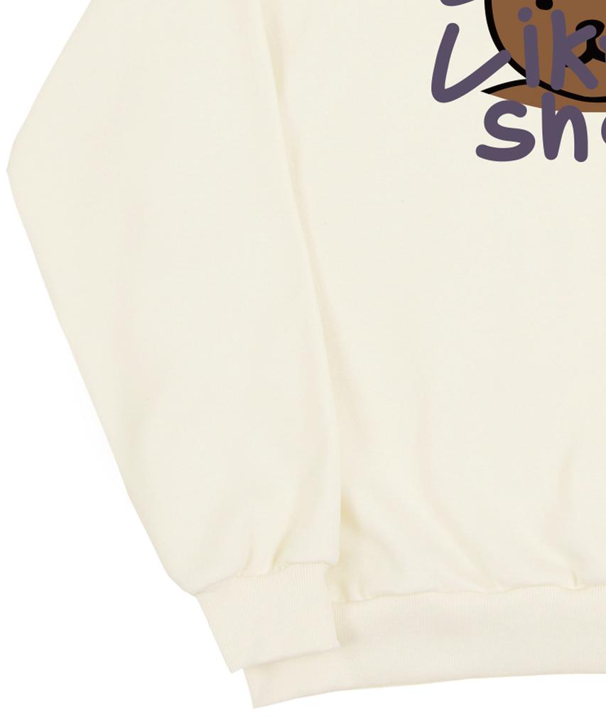 GRAVER [Unisex] Big Drawing Letter Bear Sweatshirt_Cream/Purple Logo