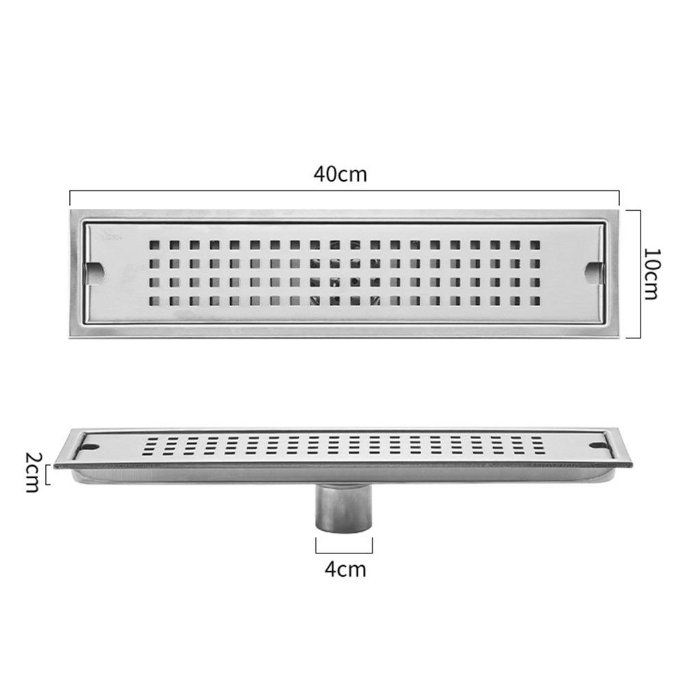 With Strainer Cover Shower Floor Drain Rectangle Shape Stainless Steel Bathroom Sink Strainer Removable Anti-odor
