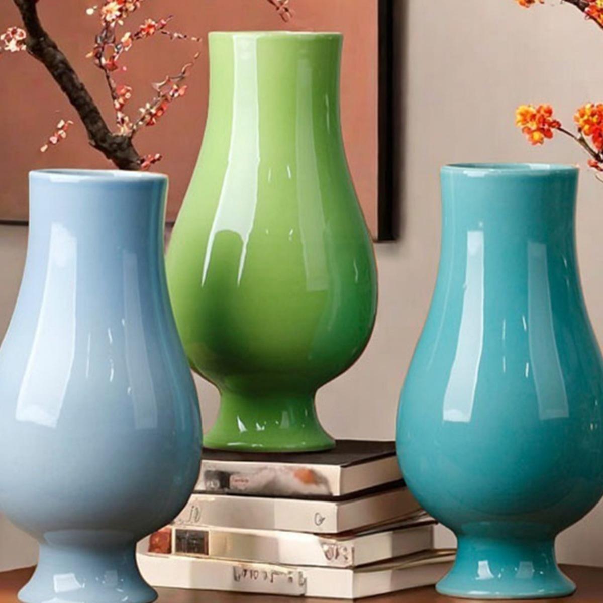 Large Ceramic Vase for Flowers - Cream, No Hole, High-Temperature Kiln, Suitable for Living Room or Tea Room Decoration