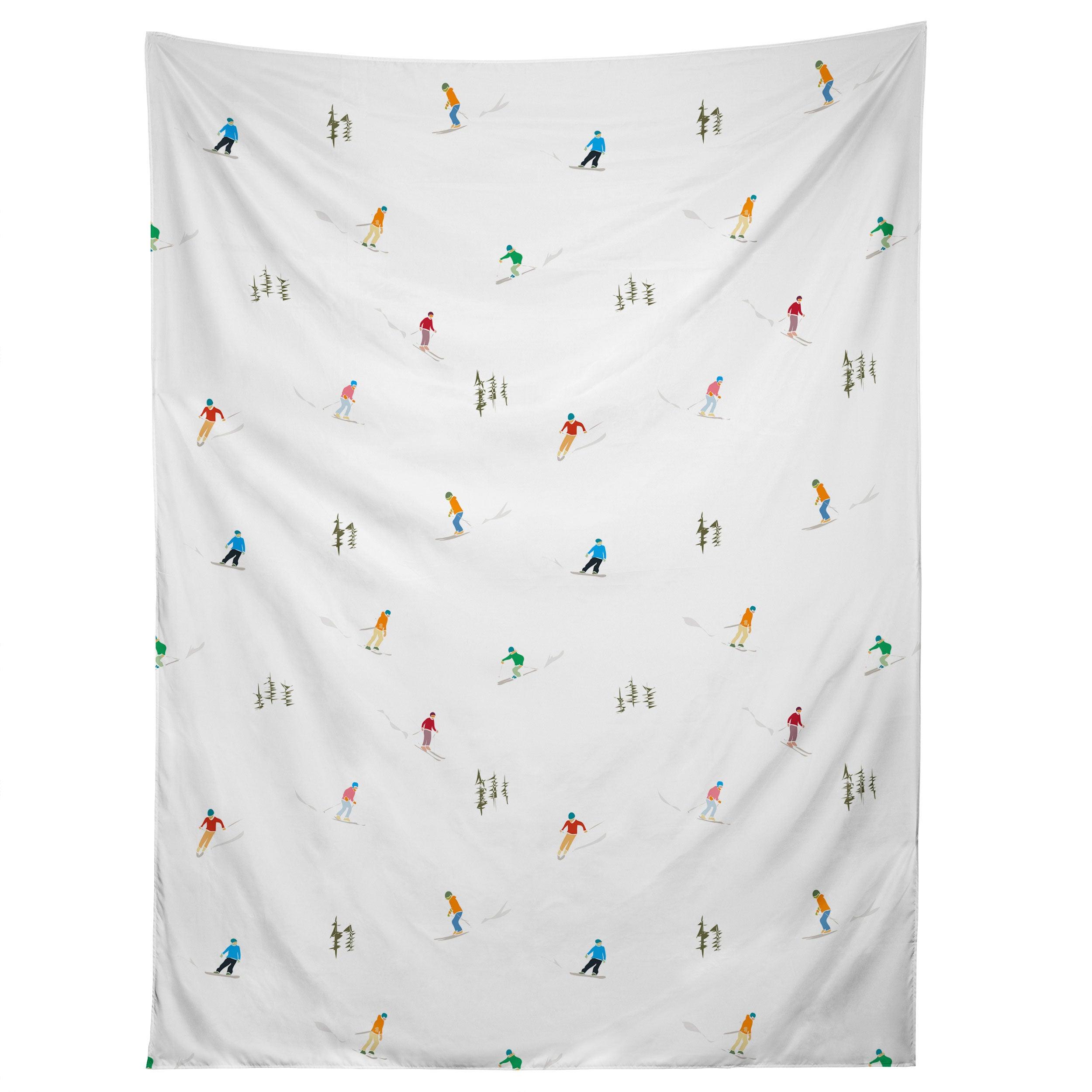 MOUNTAIN SKIERS PATTERN tapestry 75x100 чёрный
